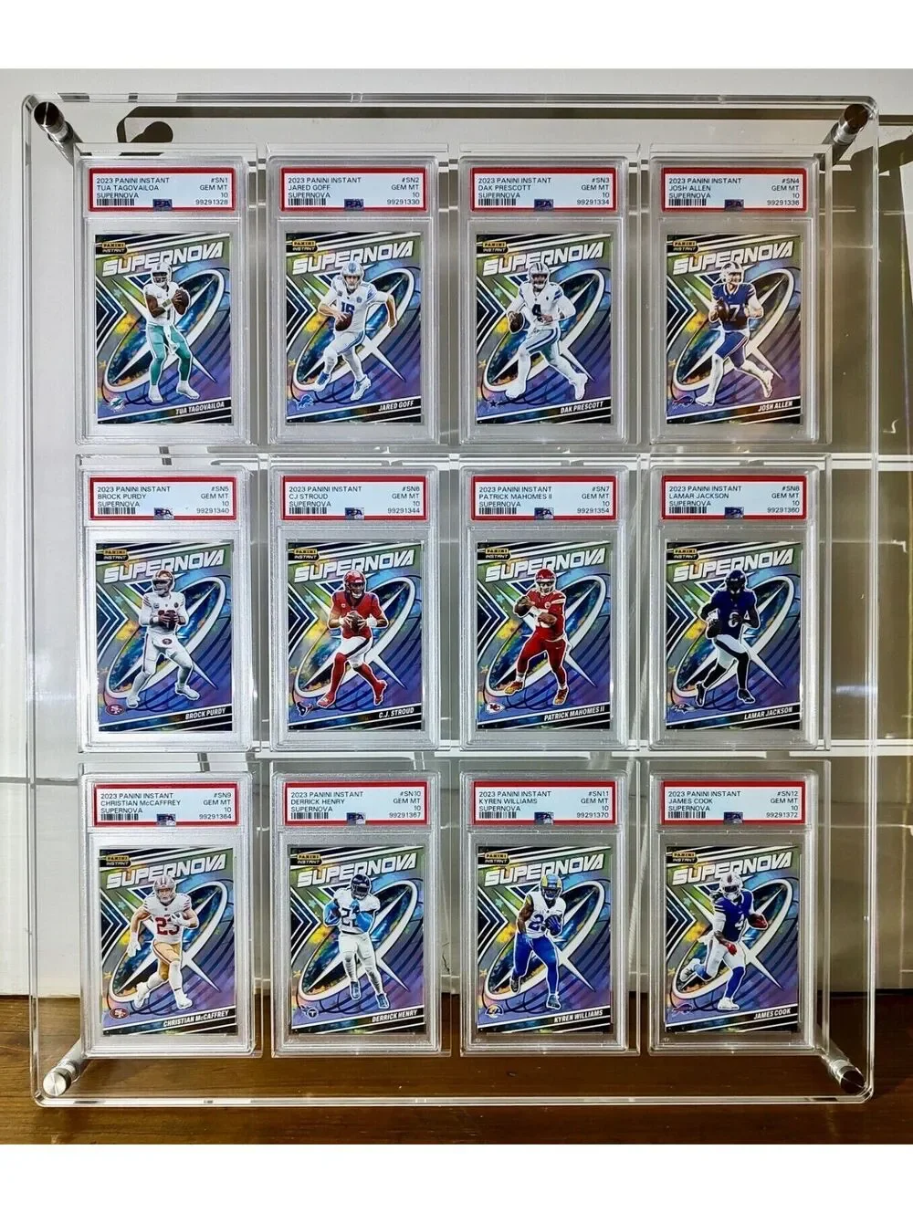 2023 Panini Supernova NFL Complete 24 Card Football Set PSA 10 Gem & Display